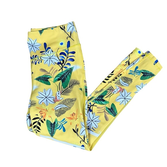 Zyia Active Yellow Floral Reflective Light n Tight 7/8 yoga Leggings Size 6-8 - Picture 2 of 7